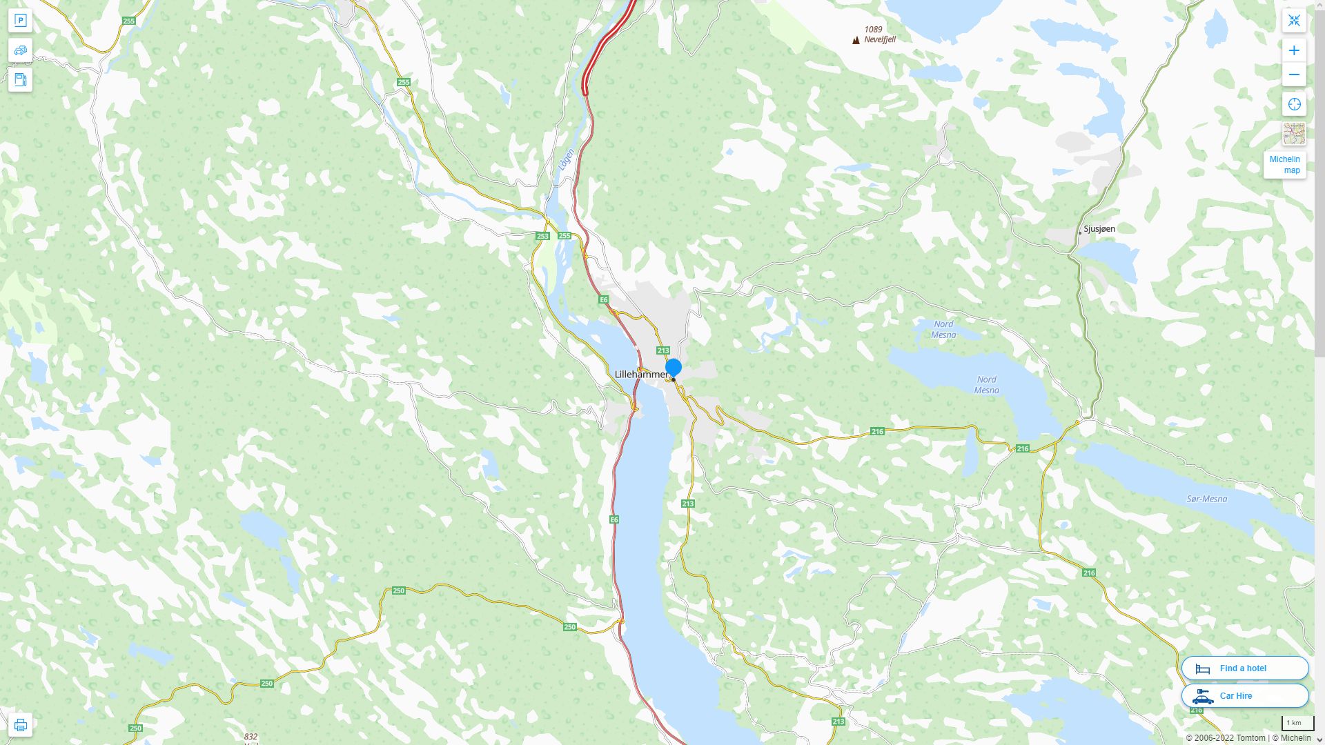 Lillehammer Highway and Road Map